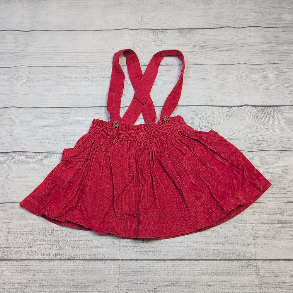 3 Lali Red Corduroy Skirt w/Suspenders